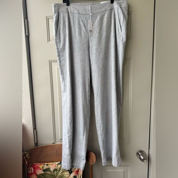 Chicos Linen-Blend Stretch Amelia Stripe Pants Size 3 - Picture 3 of 16